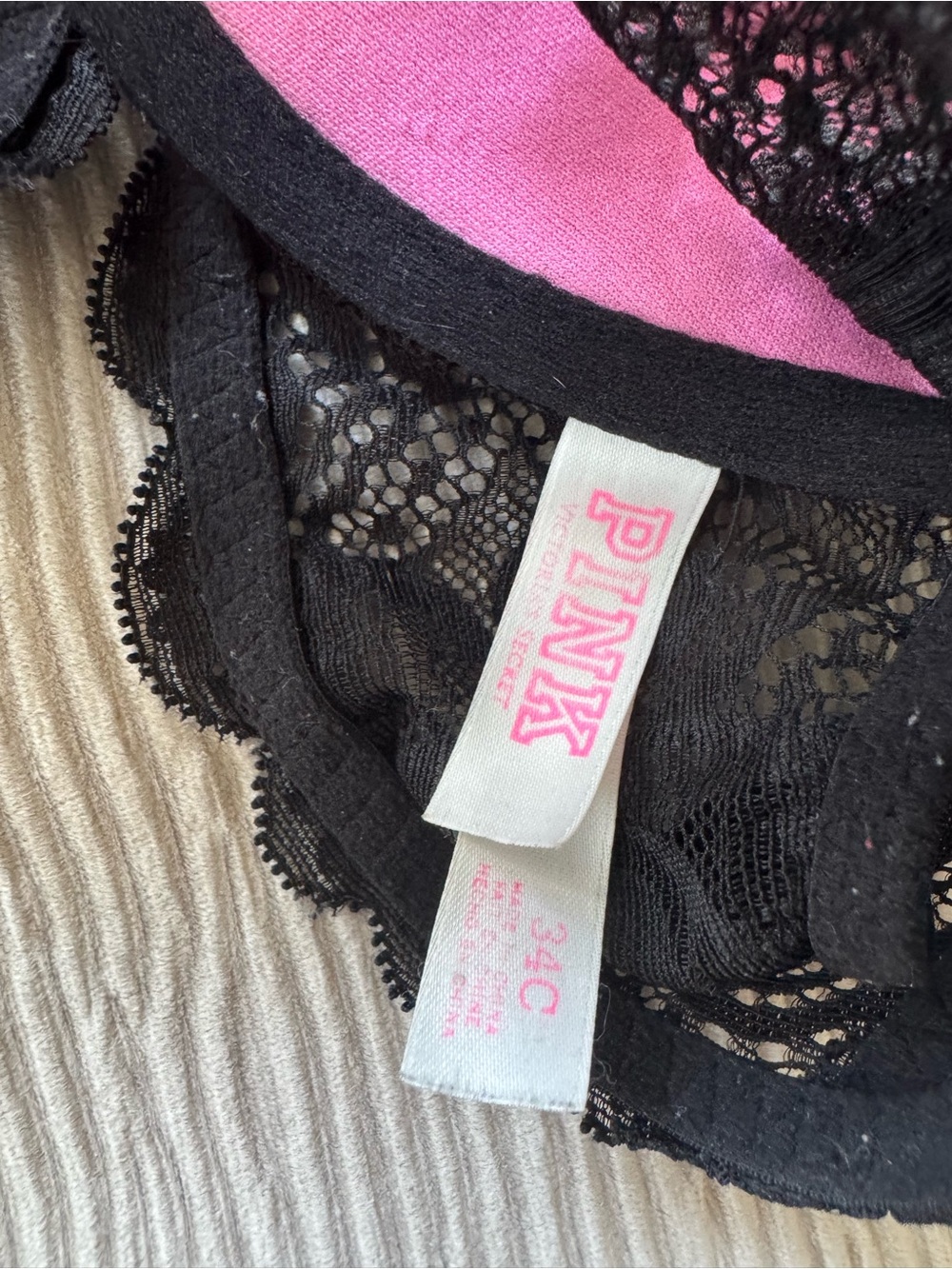 PINK Victoria's Secret Black Lace Racerback Push-Up Bra - Picture 5 of 5